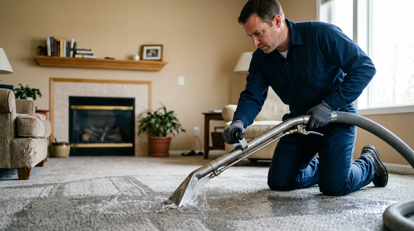 Water damage restoration technician working near Bangs, TX